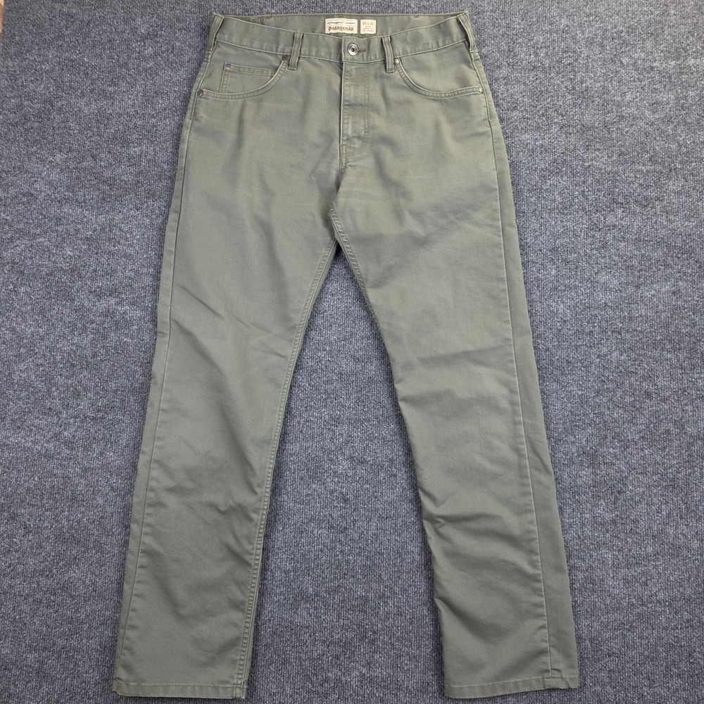 Patagonia Performance Twill Jeans Men's 33x32 Straight Fit Pants Green Outdoors
